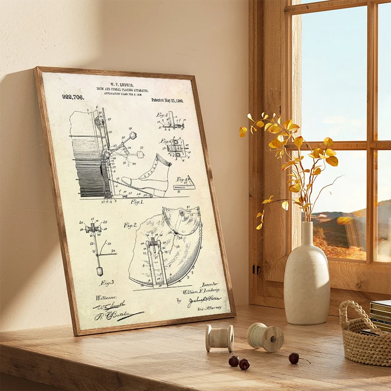 특허받은 빈티지 악기, 어쿠스틱 기타, 접이식 드럼 포 - Picture Of Musical Instrument 리뷰 및 가격